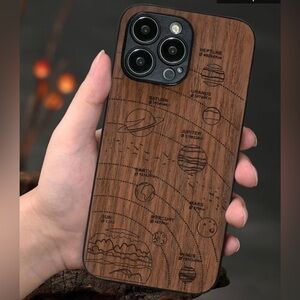 Elegant Wooden Solar System Engraved Case for samsung Galaxy S21 phone case